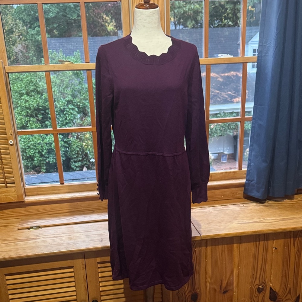 Talbots Deep Purple Long Sleeve Dress